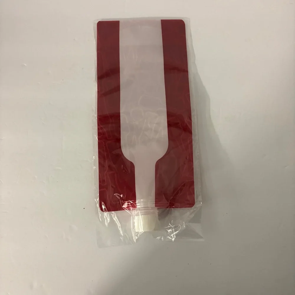 750ml Collapsible Wine Flask Pouch Red Reusable Foldable Travel Drink Bag Cap